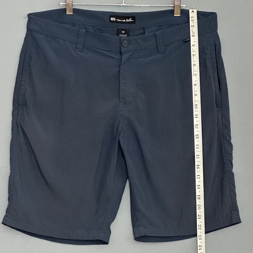 TravisMathew Mens Navy Blue Micro Stripe Hybrid Golf Shorts Size 36 Stretch
